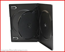NEW 3 Pk 14mm Premium Triple DVD CD Movie Game Case Black Multi 3 Disc w Flip picture