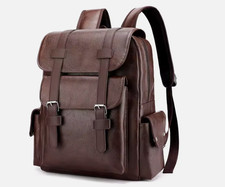 Mens Stylish PU Leather Laptop Backpack 14