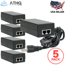 PACK OF 5 - PoE Adapter 48V 0.5A 24W Gigabit Ubiquiti Compatible POE-48-24W-G picture