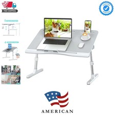 Laptop Bed Desk with Adjustable Heights and Angles, Upgraded-Sturdy Foldable ... picture