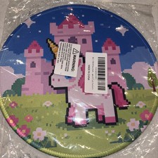 ITNRSIIET Round Mouse Pad 8.7 Inch Pixel Castle Pink Unicorn Cute Gaming Mat NEW picture