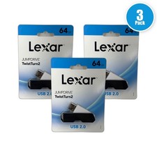Lexar JumpDrive TwistTurn2 64GB USB 2.0 Flash Drive Sealed Pack of 3 New picture