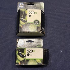 2 PCK HP #920XL Black Ink Cartridge CD975AN GENUINE  EXP 2014 & 2024 picture