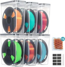 Filament Storage Box, 6 Pack, Clear, for 1KG Spools | Desiccant, Labels & Marker picture