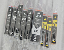 9 EZ Ink Cartridges 250 Black 251 XL Black & Yellow Sealed PGI-250XL picture
