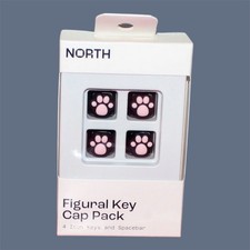 North Figural Keyboard Key Cap Pack Paw Print Black w/ Pink Paw  New Sealed picture
