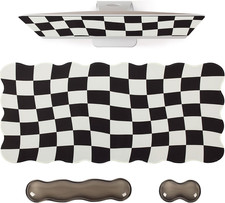 Black Checkered Mouse Pad Set,Scalloped XXL Desk Mat Set picture