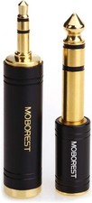MOBOREST 3.5mm M to 6.35mm F Stereo Pure Copper Adapter, 1/8 Inch Plug BLACK  picture