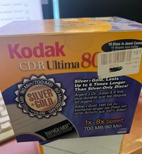 Kodak CD-R Ultima 80 min Box of 10 Silver & Gold New Sealed CDR picture