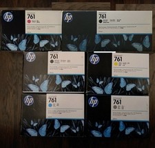 Genuine Factory Sealed HP 761 Set of 6 Inkjet Cartridges 2023-2024 T7100 T7200 picture