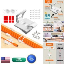 CableGenie CG-105 10-Pack Adjustable Elastic Adhesive Cable Clips - White picture