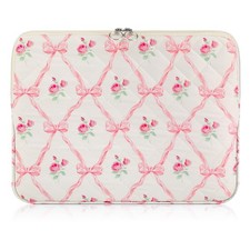 Pink Bow Floral Laptop Bag 13 Inch Cute Preppy Puffy Laptop Sleeve Case Bag C... picture