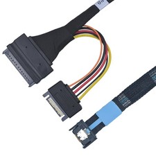 1.6FT 50cm PCIe 5.0 MCIO x4 To U.2 SFF8639 Cable NVMe SSD 15Pin Power picture