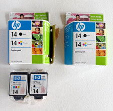 HP 14 Ink Cartridges Lot of 2 Black & Tricolor Combo Pack July& August 08 Sealed picture