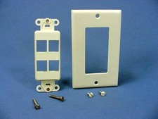 Leviton Almond 4-Port Quickport Decora Insert Platform Brass Bushings 40754-BA picture