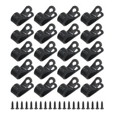 Cable Clamp RType Clip 1/2 Inch 12mm Aluminum Wire Black Mounting 20 PCS picture