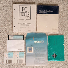 Vintage 90s Windows 3.0 Software Manual Floppy Disk Lot PC Tools PowerPoint NOS picture