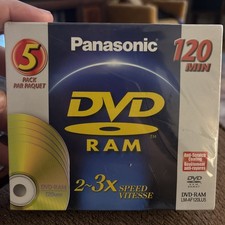 5 PACK Panasonic LM-AF120LU5 DVD RAM Disc 120 MIN 4.7 GB 5 Pack Brand New Sealed picture