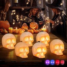 6-Pack Halloween Skull Light with Music, 5-Mode Skull Lamp picture