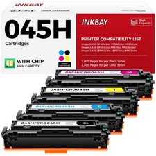 High Yield 045H Toner Cartridge Set 4-Pack for Canon Color Printers - Black, Cya picture