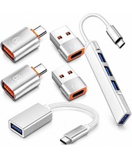 6 in 1 USB C Adapter Kit with 4-Port USB 3.0 Hub, OTG & 6A Fast Charge Adapters picture