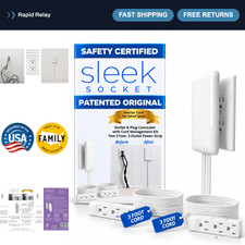 Ultra-Thin Outlet Concealer Kit, Flat Extension Cord Power Strip, Hide Messy Cor picture