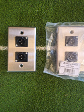 2 PACK Monoprice 2-Port XLR 3-Pin Female WALL/FLOOR PLATES. STAINLESS NICKEL. picture