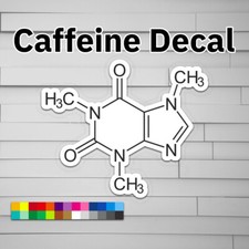 Caffeine Decal (vinyl Sticker, Car laptop window tumbler water bottle) Molecule picture