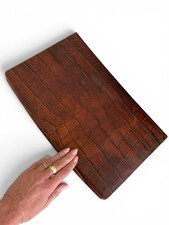Vintage Crocodile Leather Clutch Portfolio Laptop iPad Case picture