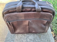 Solo New York Leather Briefcase Computer Roller Bag Style D529-3 Brown W/Strap picture