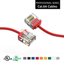 20 Pack of 5Ft CAT6A UTP Super-Slim Ethernet Network Cable 32AWG Red picture