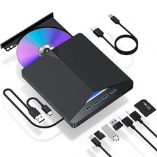 Slim External CD DVD RW Drive USB 3.0 Writer Burner Player Black For Laptop 1Pcs picture