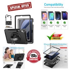 Stylish Galaxy Tab S10 & S9 FE Case - Shockproof with Rotating Stand & Straps picture