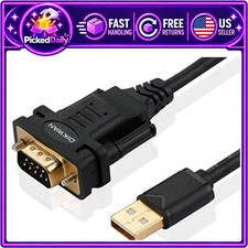 USB to RS232 Serial Adapter Cable, FTDI Chip, 6ft USB 2.0 to DB9 for Windows & M picture