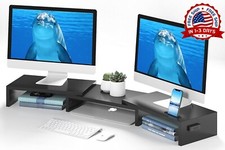 Elevador De Soporte Para Monitor Doble De Escritorio Multifuncional Con Cajón Us picture