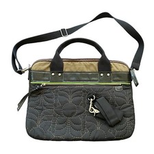 Fossil Key Per Quilted Laptop Bag Black Brown Green Shoulder Messenger Bag picture