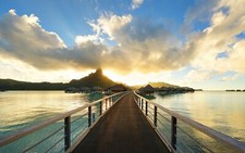 Landscape nature beach walkway resort tropical sunset Custom Gaming Mat Desk picture