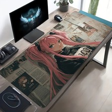 1pc Large-sized Esports Gaming Mouse Pad with a Cool Pink-haired Twin-tailed G picture