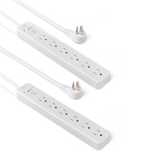 Amazon Basics 6-Outlet Surge Protector Strip 600 Joule 2ft Cord White 2-Pack picture
