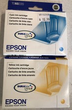 Genuine Epson 60 Cyan T060220 & Yellow T060420 SEALED NOS OEM Exp 2010 & 2011 picture