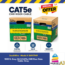 Southwire-569179 /1000 ft. 24/4 Solid CU CAT5e CMR Riser Data Cable in Gray picture