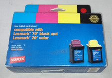 Staples inkjet cartridges compatible with Lexmark  70* black and 20* color picture