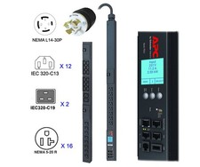 APC Metered Rack 5.76 kvA zero U 10' PDU- In: NEMA L14-30P, Out: 16 x NEMA 5-20R picture