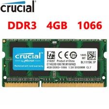 CRUCIAL DDR3 4GB  1066 MHz PC3-8500 Laptop SODIMM 204-Pin Memory RAM 1.5V picture