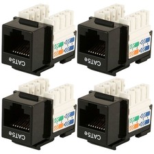 4 Pcs Cat5E RJ45 Ethernet LAN Network Keystone Jack 110 Punch Down Snap-in Black picture