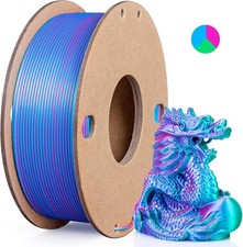 Silk Triple Color PLA Filament 1.75mm, 3-in-1 Coextruded Shiny Multicolor 3D picture