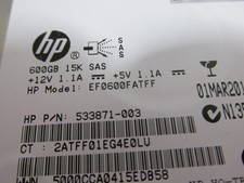 HP 533871-003, 600GB,SAS interface, 15k RPM 3.5