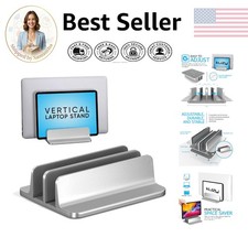 Adjustable Aluminum Dual-Slot Laptop Stand - Secure and Stylish for Desk picture