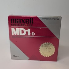 Maxell Mini-Floppy Disk  MD1-D  10pc.  Factory Sealed 5.5