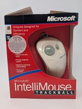 Vintage Microsoft IntelliMouse TrackBall White Wired Ergonomic Scroll X03-79448 picture